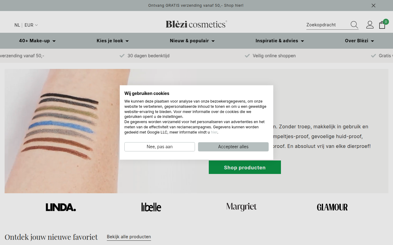 Screenshot van blezi.com