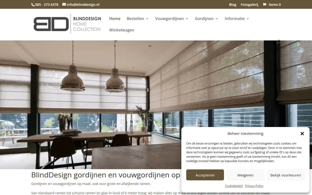 Screenshot van blinddesign.nl