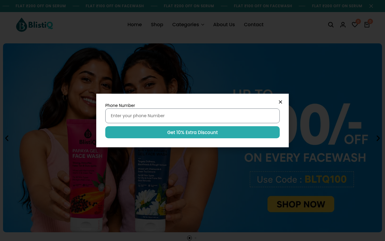 Screenshot van Blistiq – Skin Care Brand