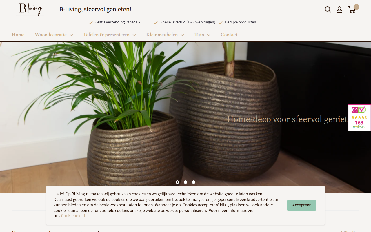 Screenshot van bliving.nl