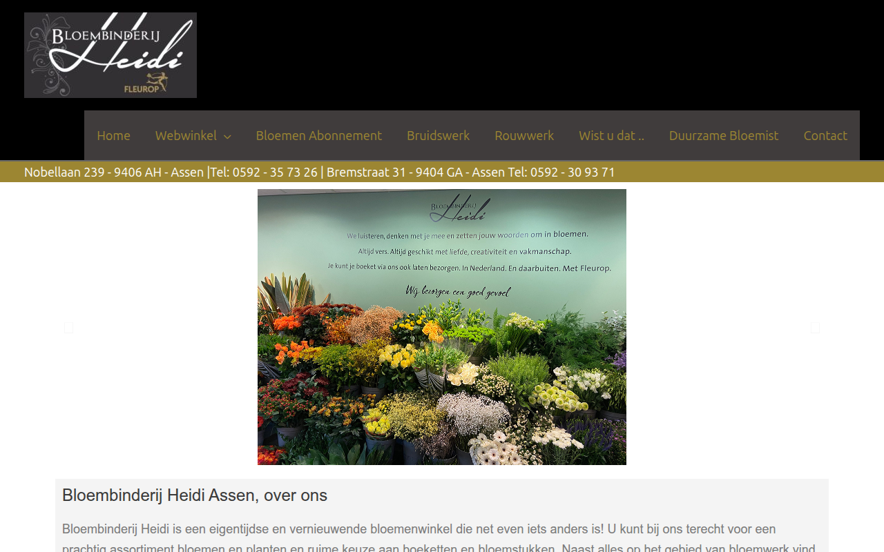 Screenshot van bloembinderijheidi.nl