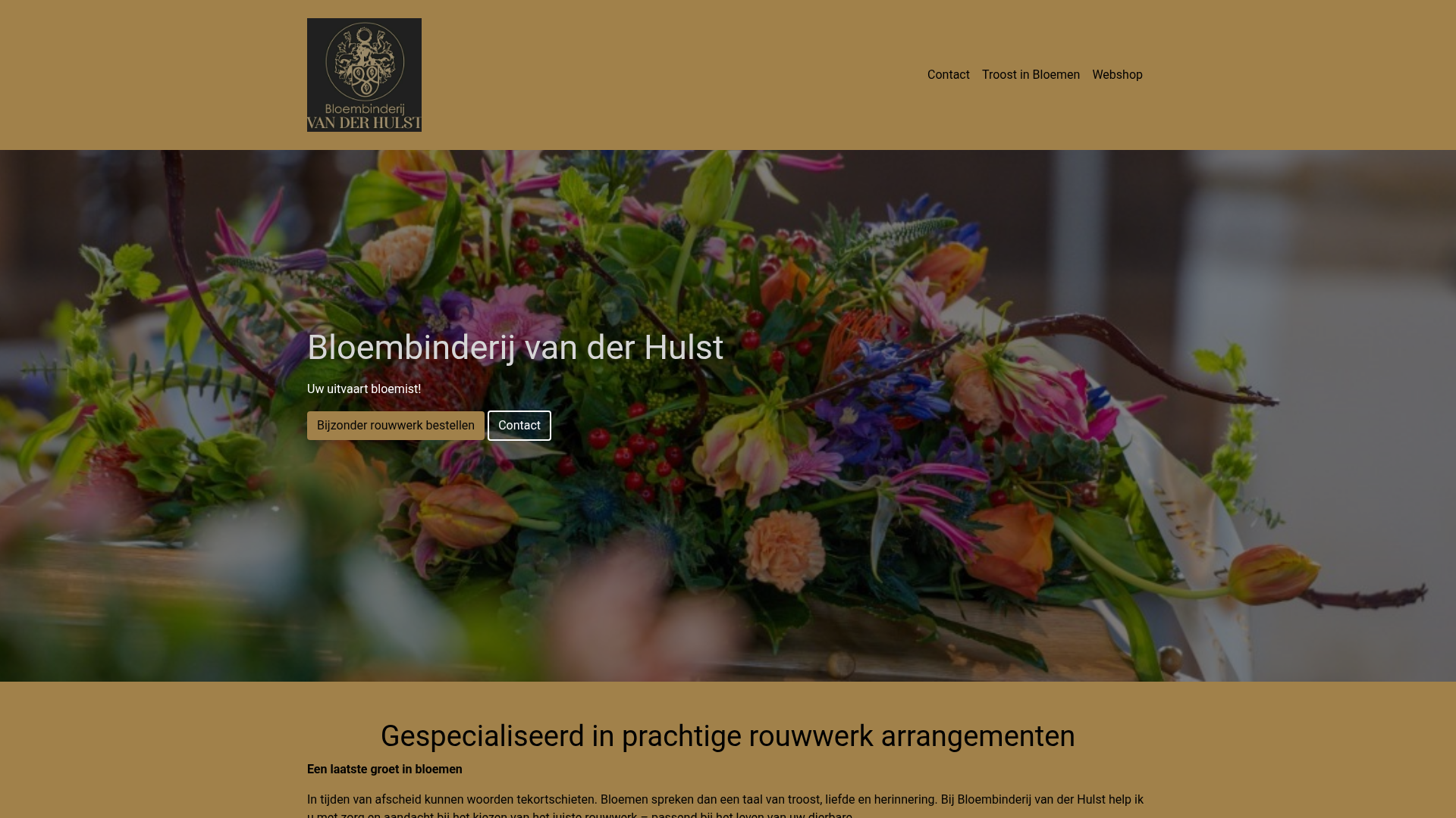 Screenshot van bloembinderijvanderhulst.nl