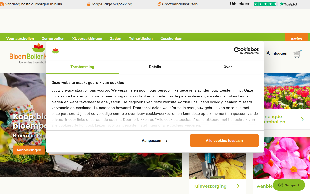 Screenshot van bloembollenkopen.nl