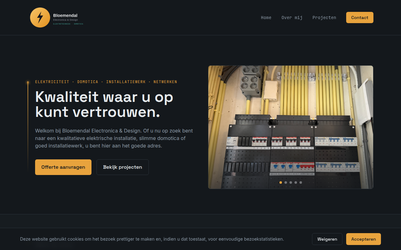 Screenshot van bloemendalelectronicaendesign.nl
