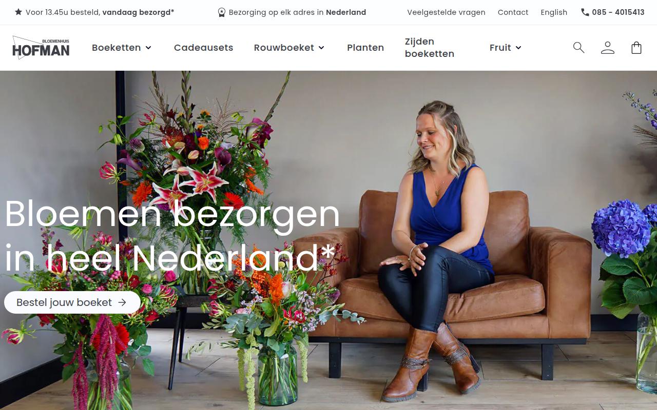 Screenshot van bloemenhuishofman.nl