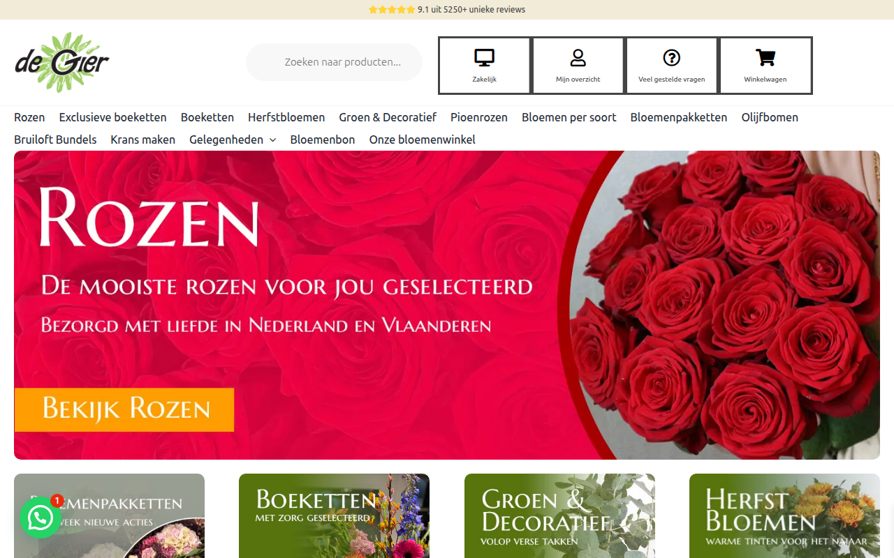 Screenshot van bloemenvandegier.nl