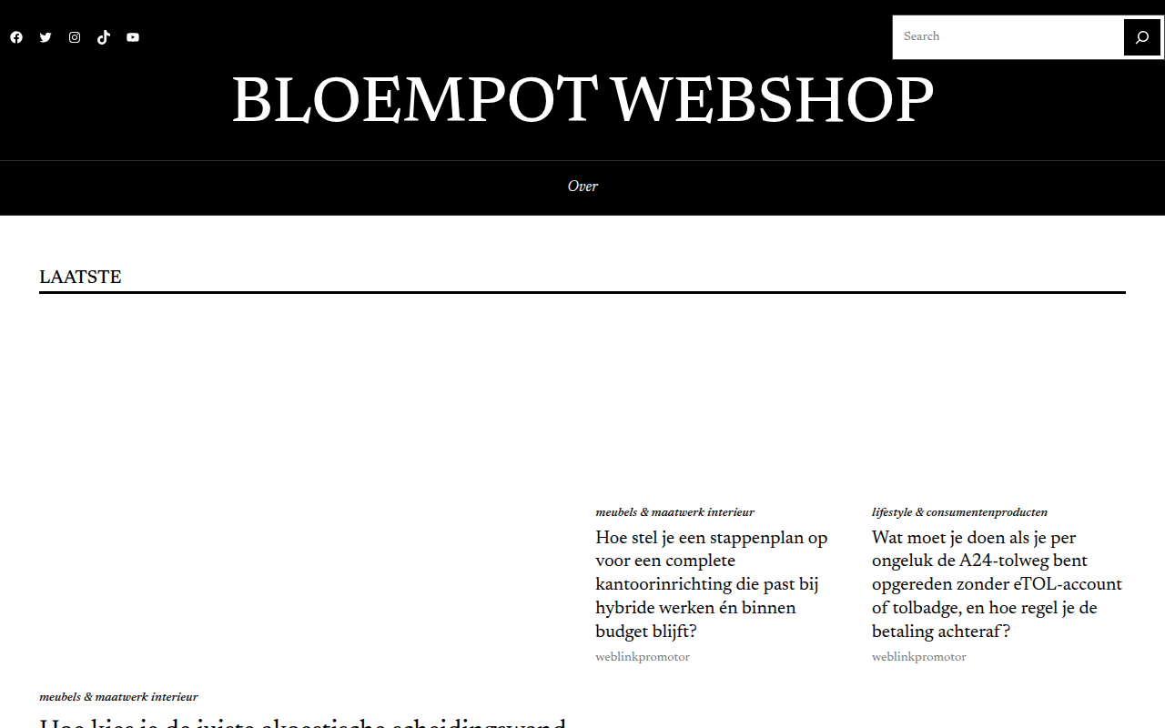 Screenshot van bloempotwebshop.nl