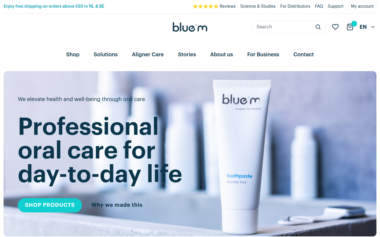 Screenshot van bluemcare.com
