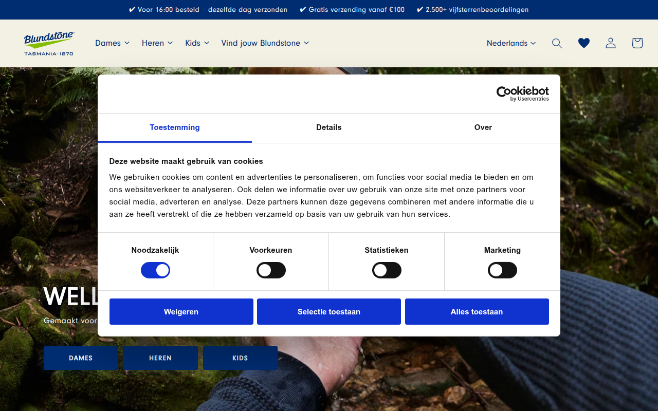 Screenshot van blundstone.nl