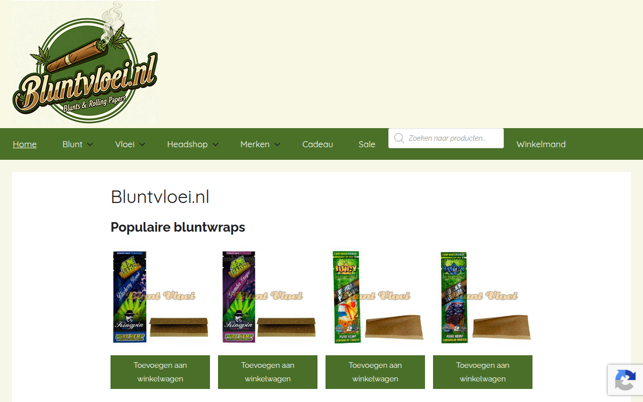 Screenshot van bluntvloei.nl
