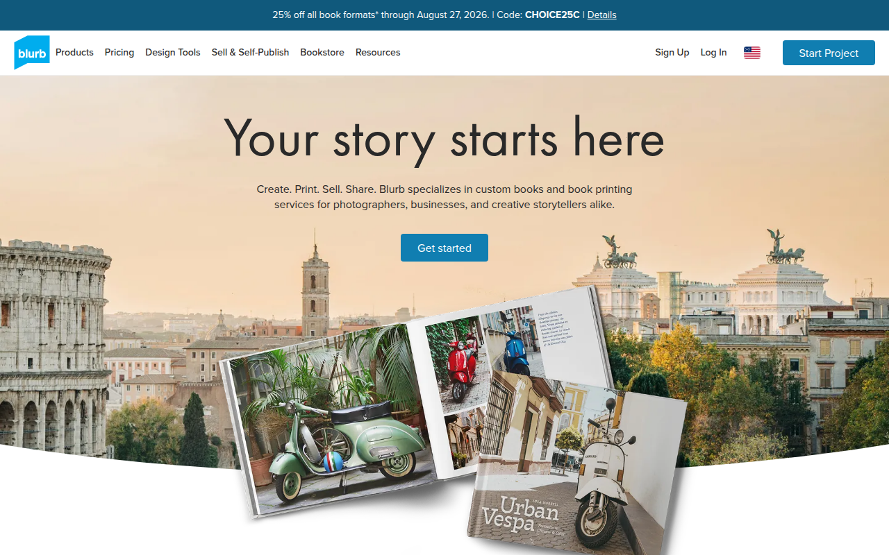 Screenshot van blurb.com