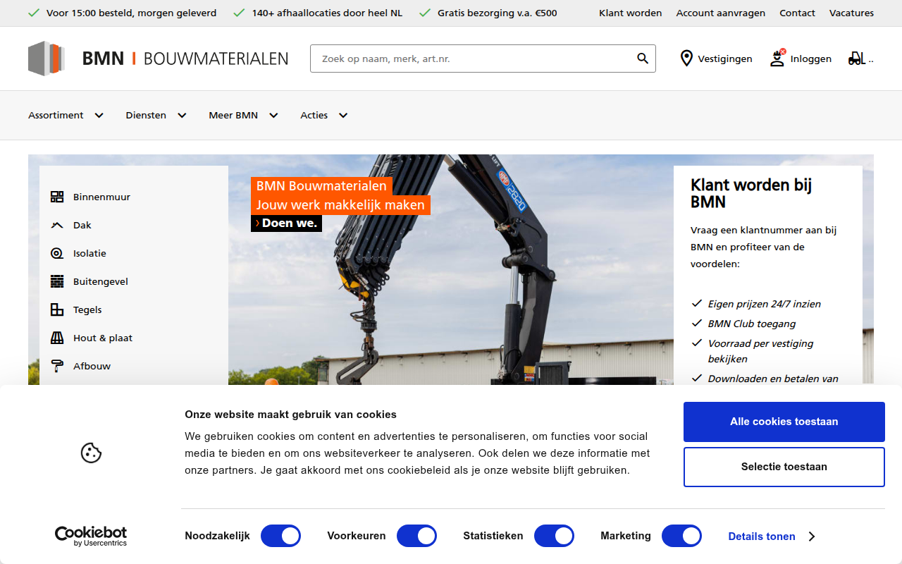 Screenshot van bmn.nl