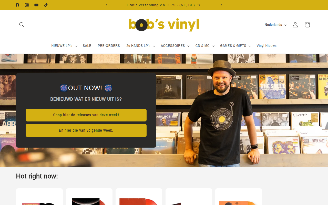 Screenshot van bobsvinyl.nl