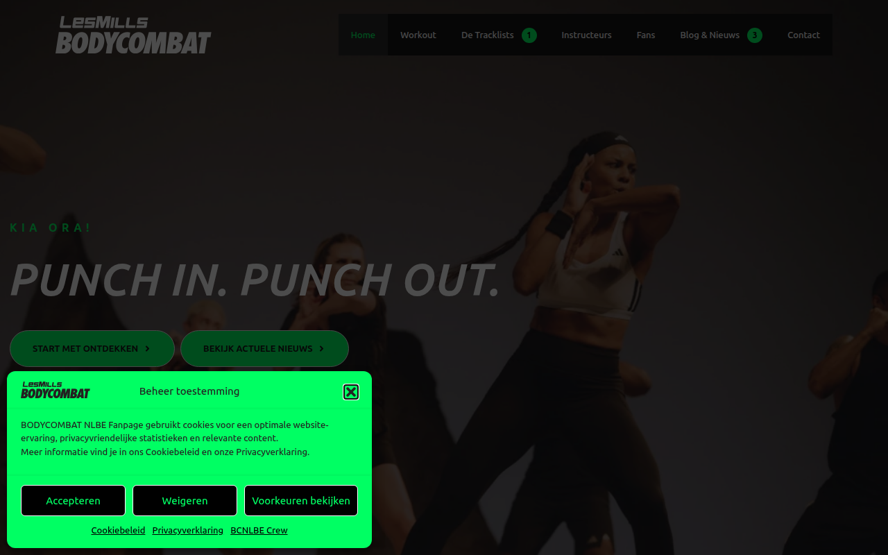 Screenshot van body-combat.nl