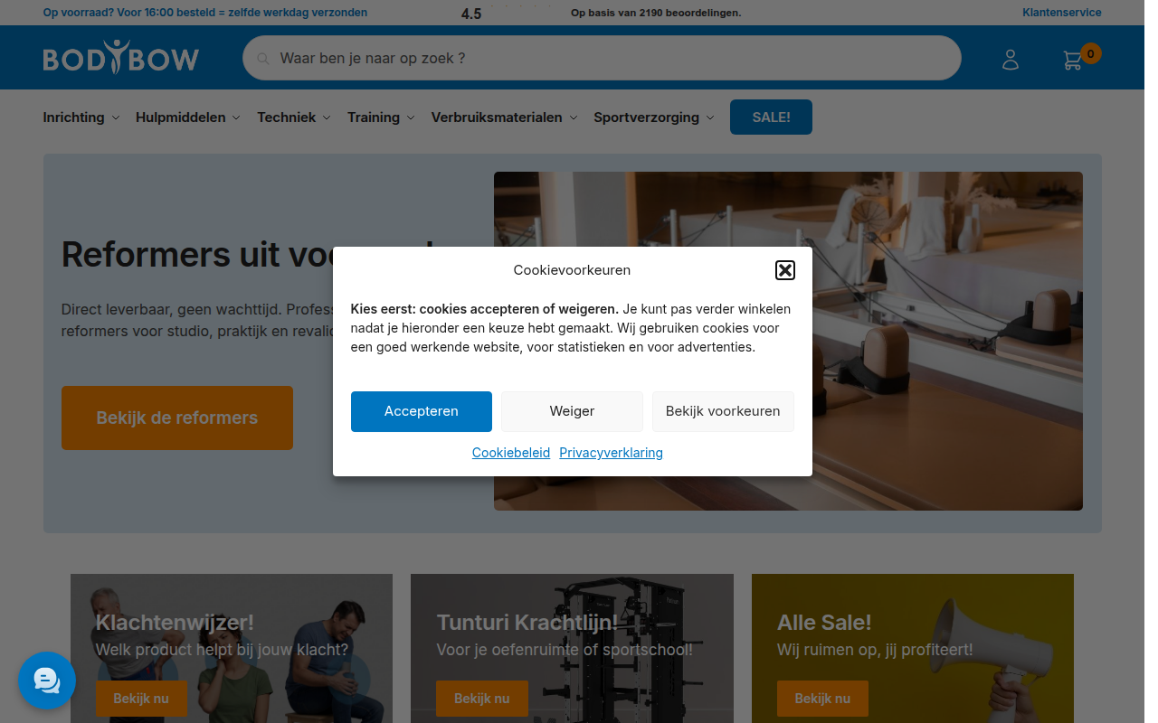 Screenshot van bodybow.nl
