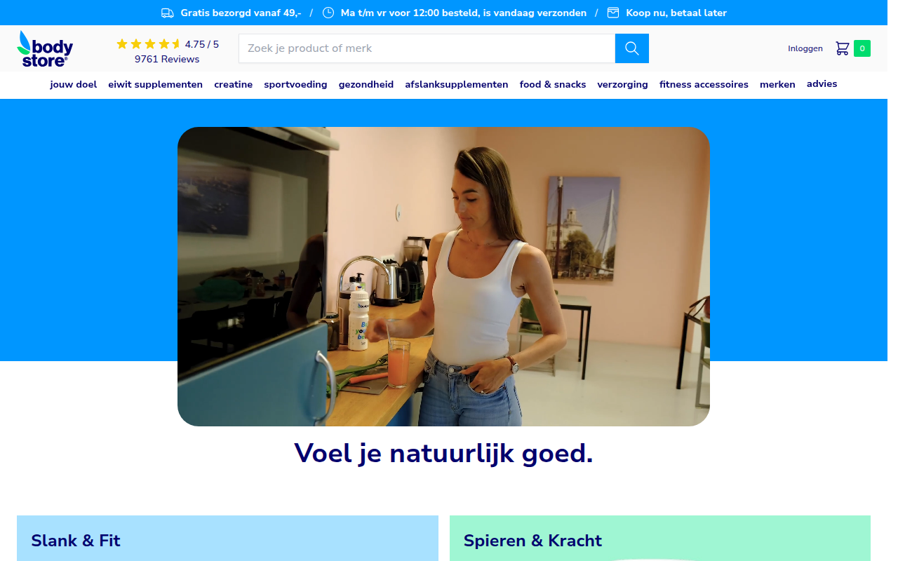 Screenshot van bodystore.nl