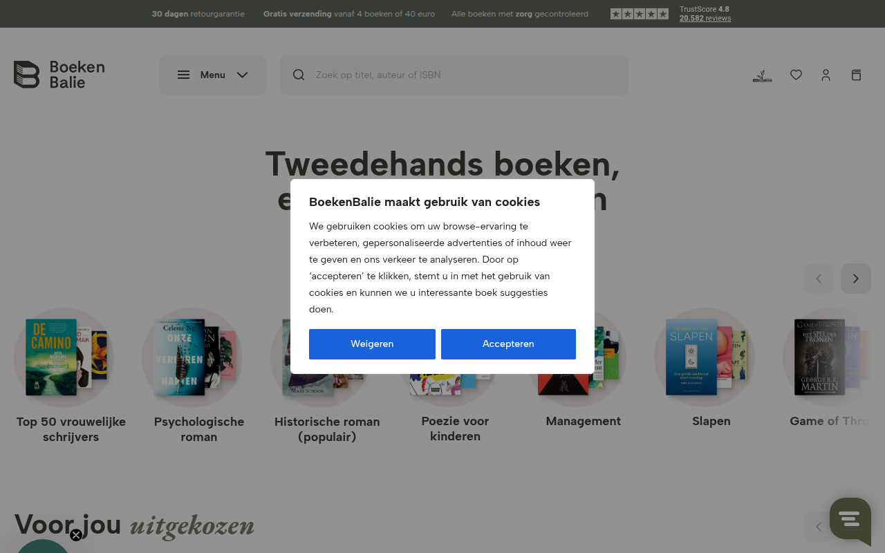 Screenshot van boekenbalie.be