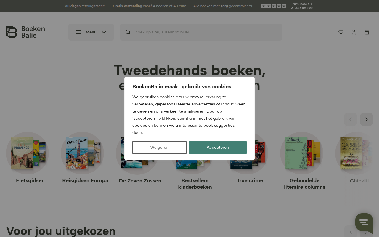 Screenshot van boekenbalie.nl