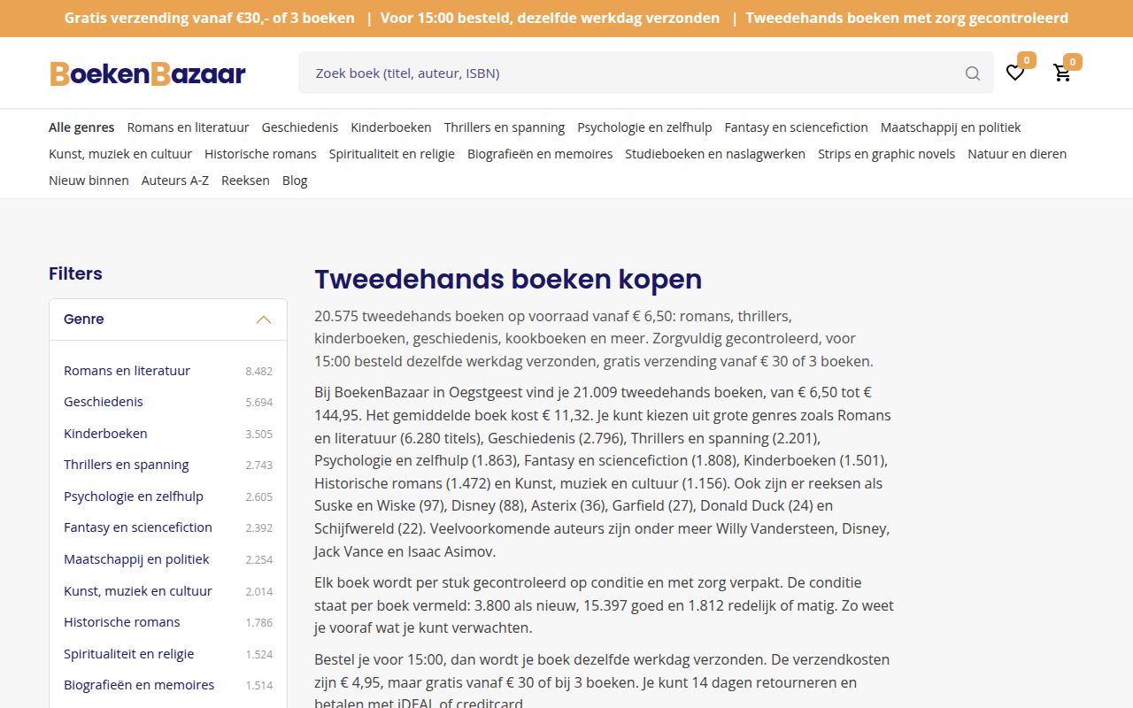 Screenshot van boekenbazaar.nl