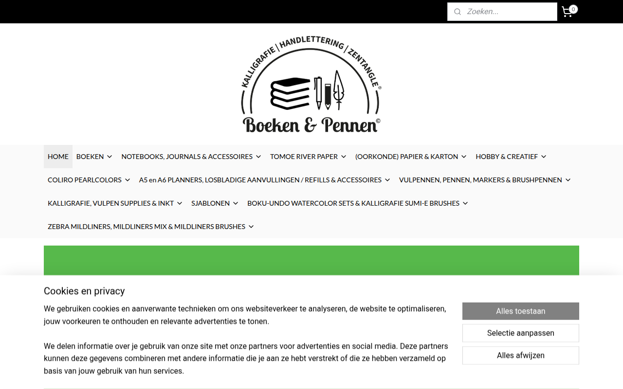 Screenshot van boekenenpennen.nl