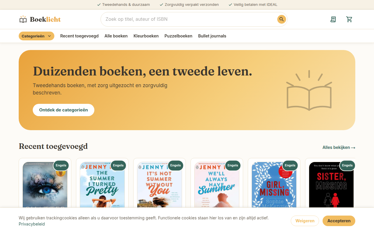 Screenshot van boeklicht.nl
