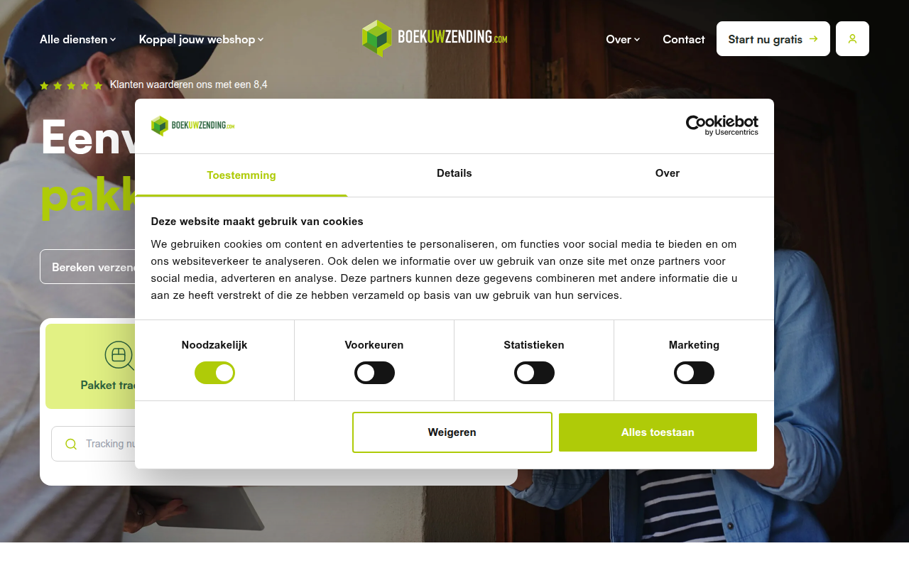 Screenshot van boekuwzending.com