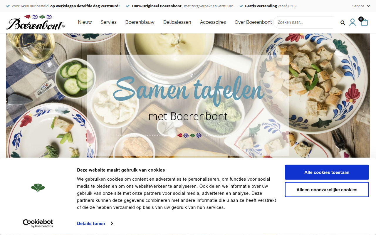 Screenshot van boerenbontservies.nl