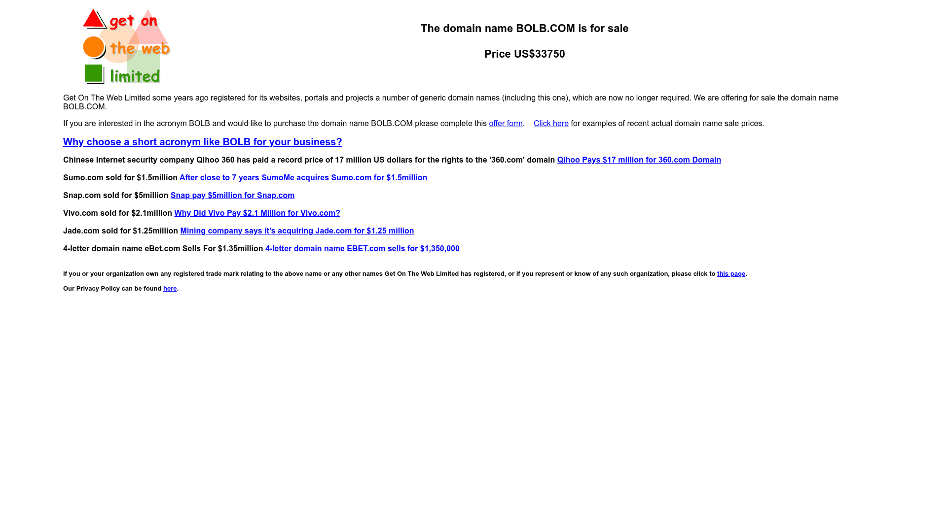 Screenshot van bolb.com