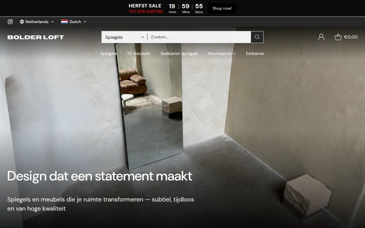 Screenshot van bolderloft.nl