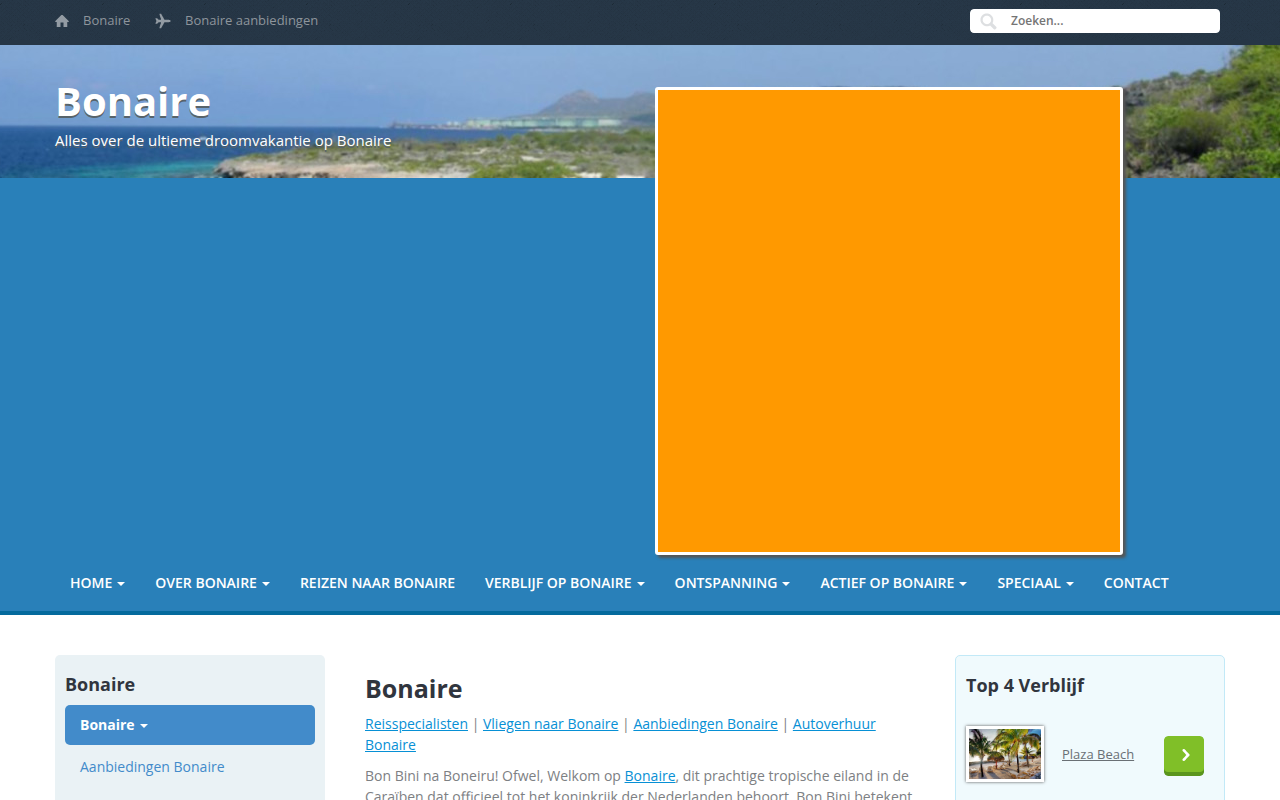 Screenshot van bonaire.nl
