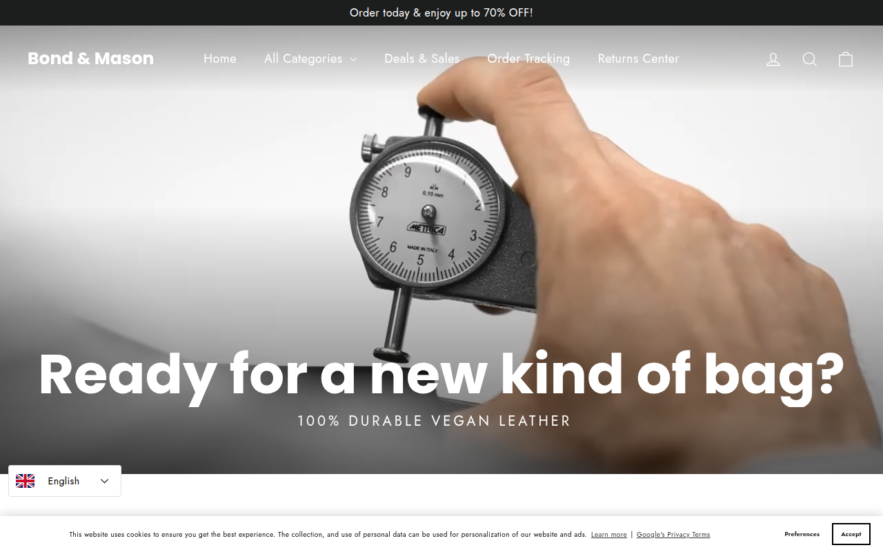 Screenshot van bondandmason.com