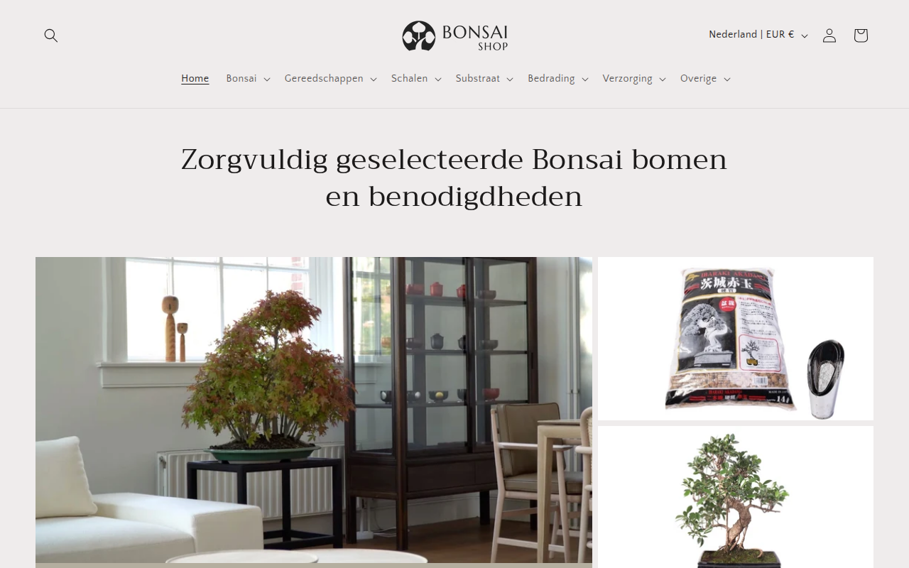 Screenshot van bonsaishop.nl