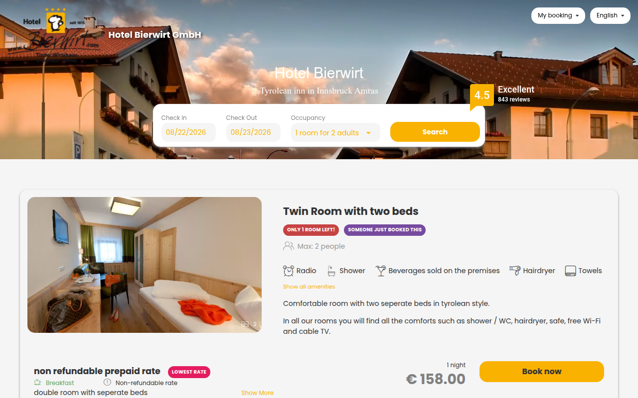 Screenshot van book.bierwirt.com