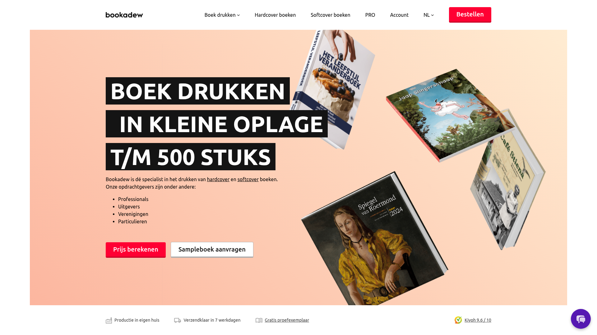 Screenshot van bookadew.nl