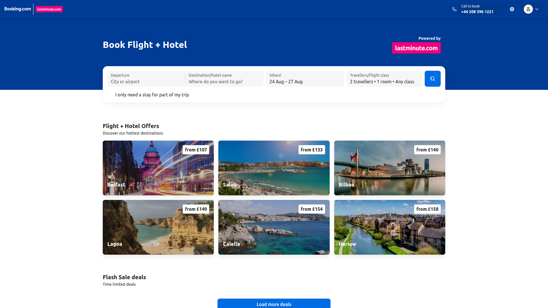 Screenshot van booking.lastminute.com
