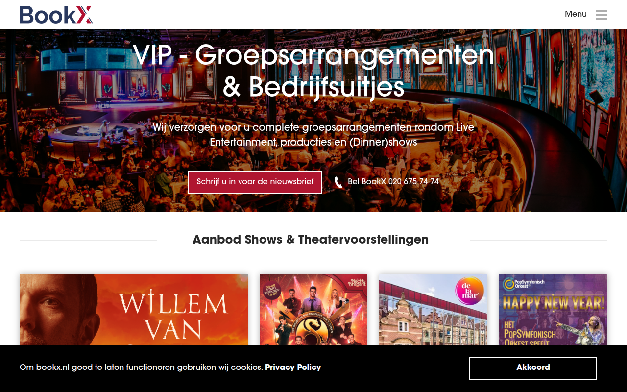Screenshot van bookx.nl