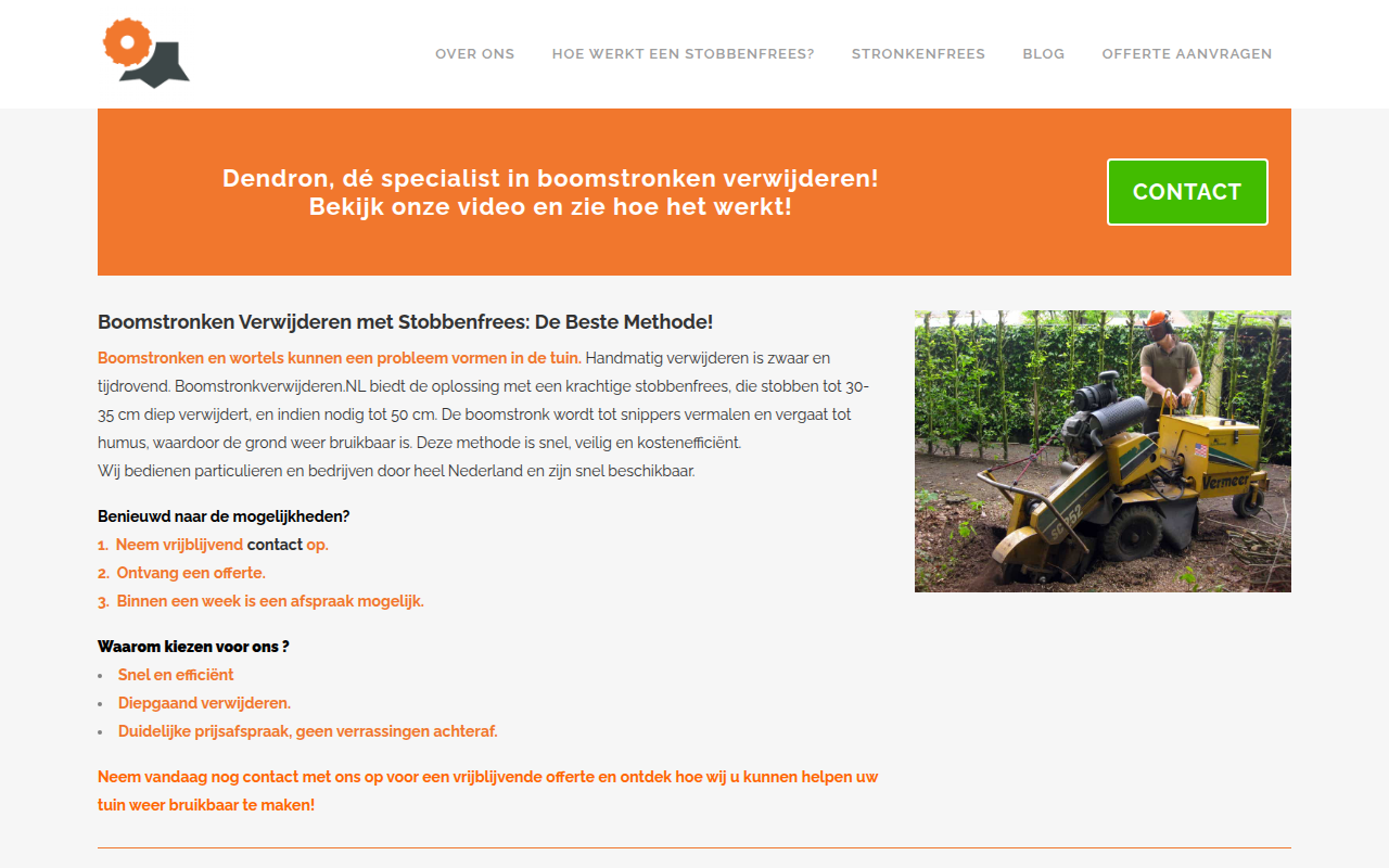 Screenshot van boomstronkverwijderen.nl