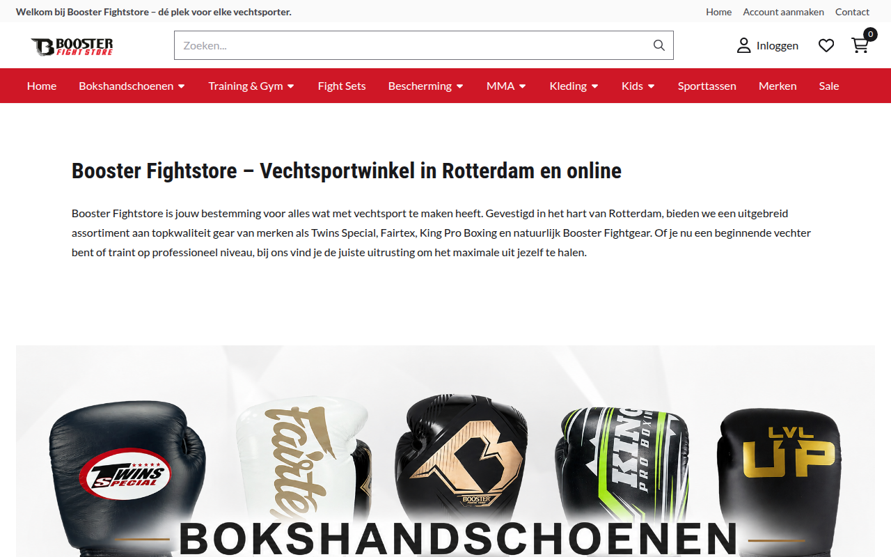Screenshot van boosterfightstore.nl
