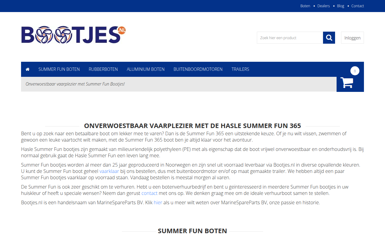 Screenshot van bootjes.nl