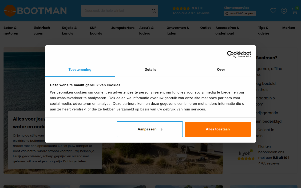 Screenshot van bootman.nl