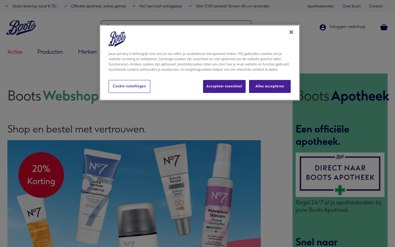 Screenshot van bootsapotheek.nl