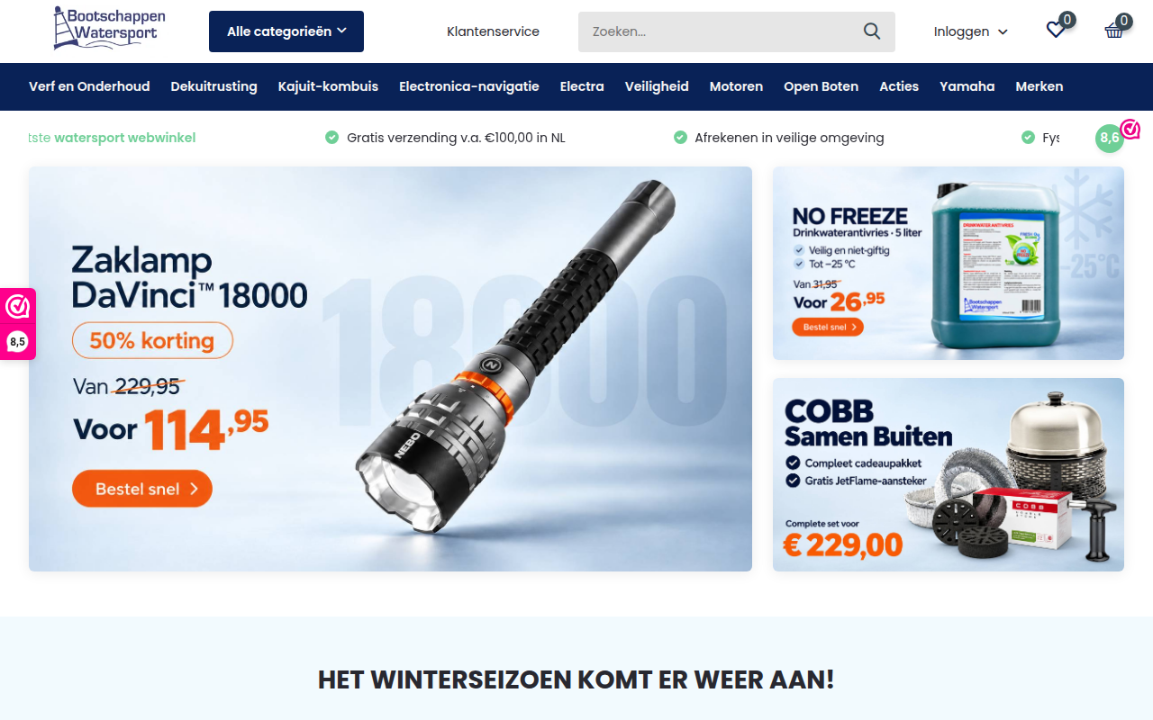 Screenshot van bootschappen.nl