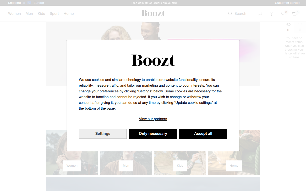 Screenshot van boozt.com