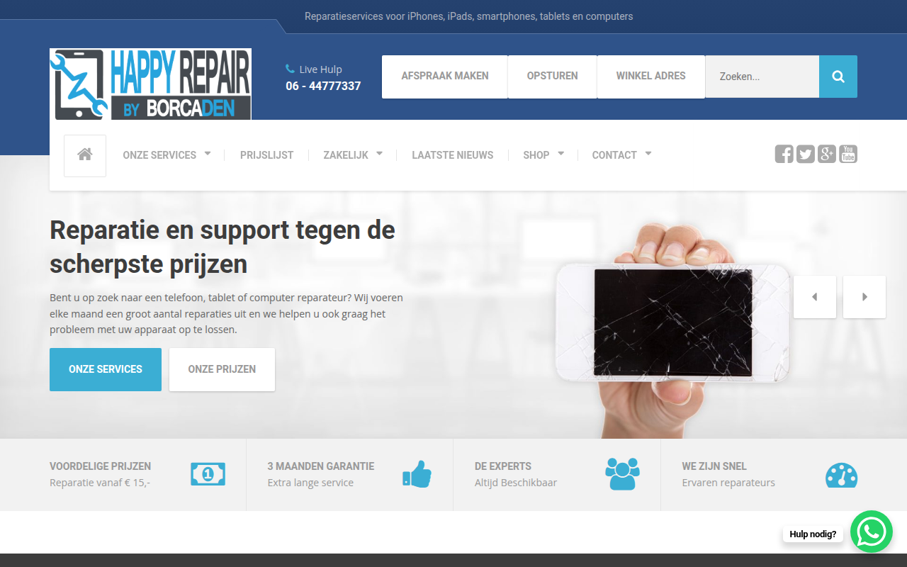 Screenshot van borcaden.nl