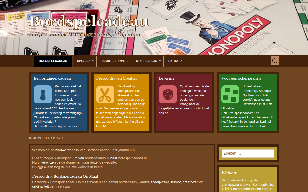 Screenshot van bordspelcadeau.nl