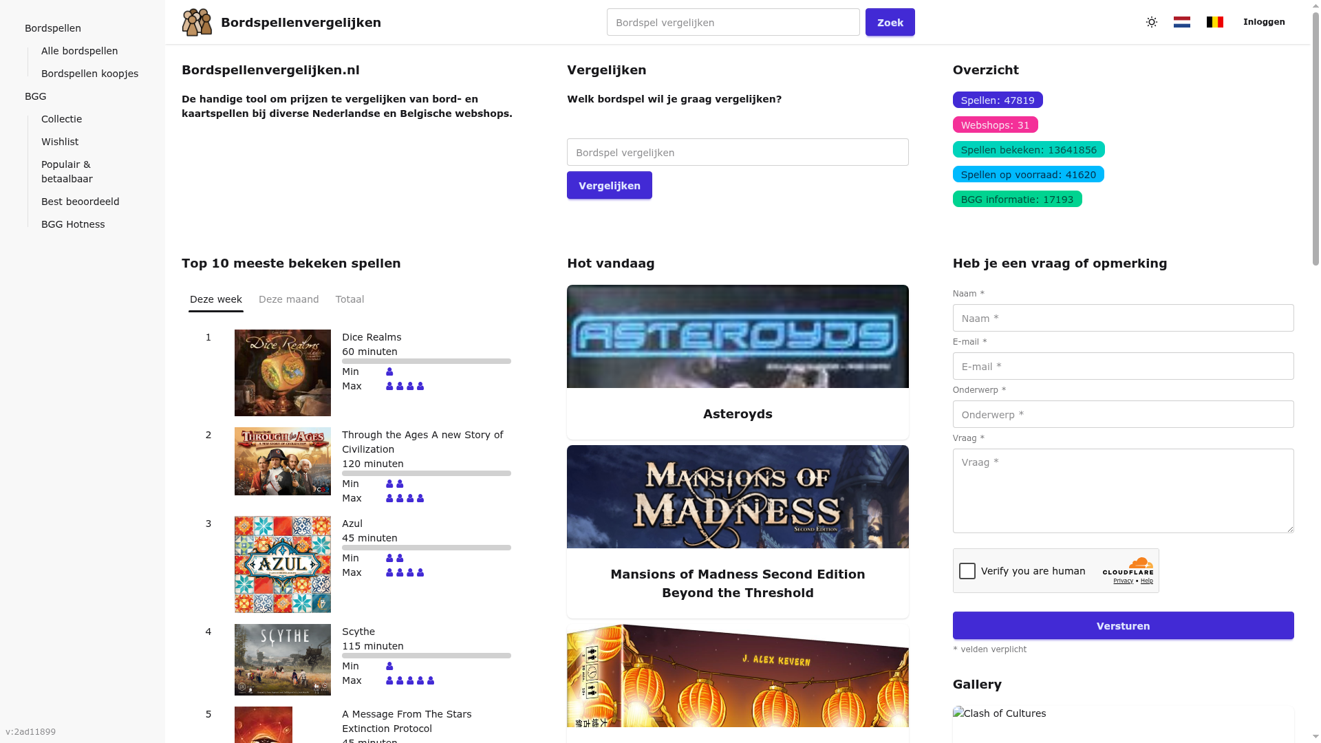 Screenshot van bordspellenvergelijken.nl