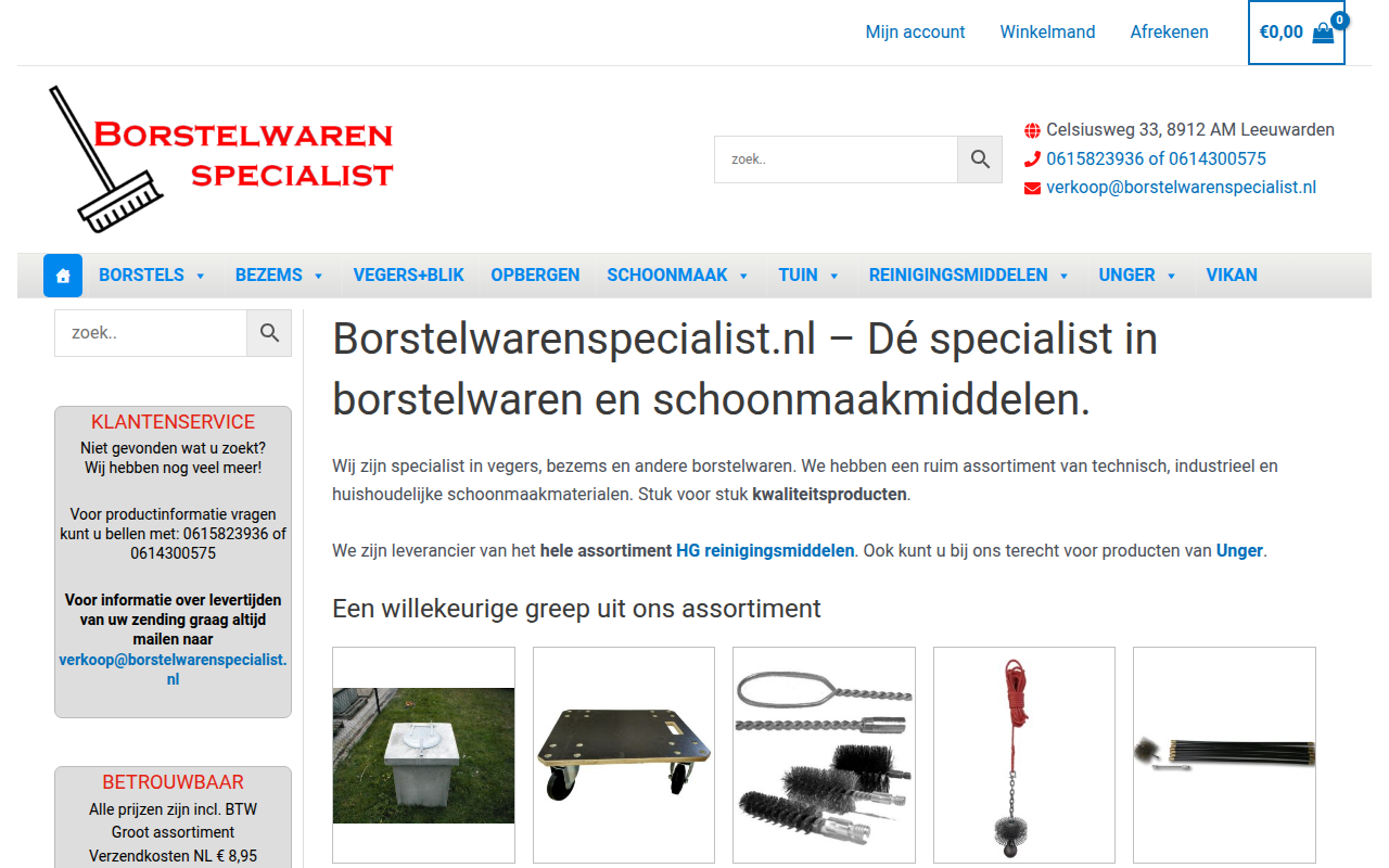 Screenshot van borstelwarenspecialist.nl