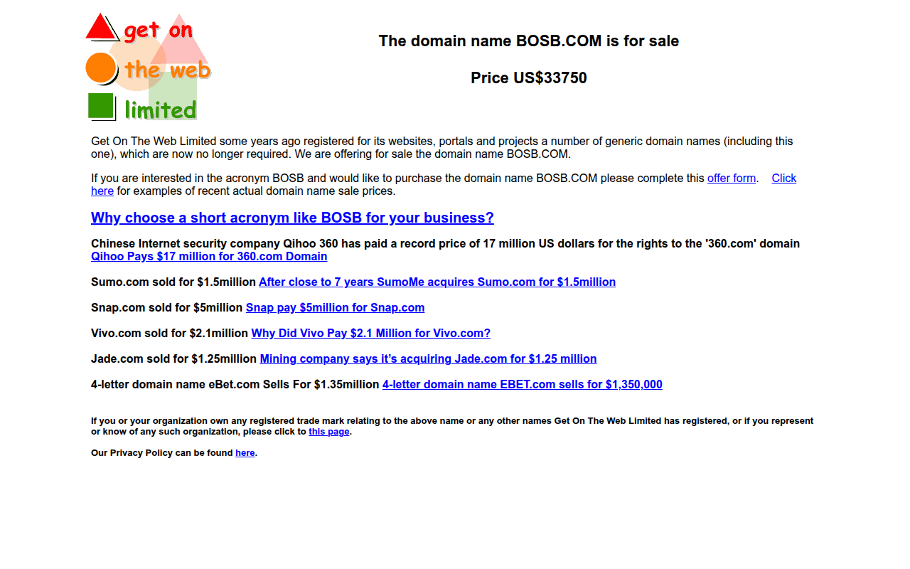 Screenshot van bosb.com