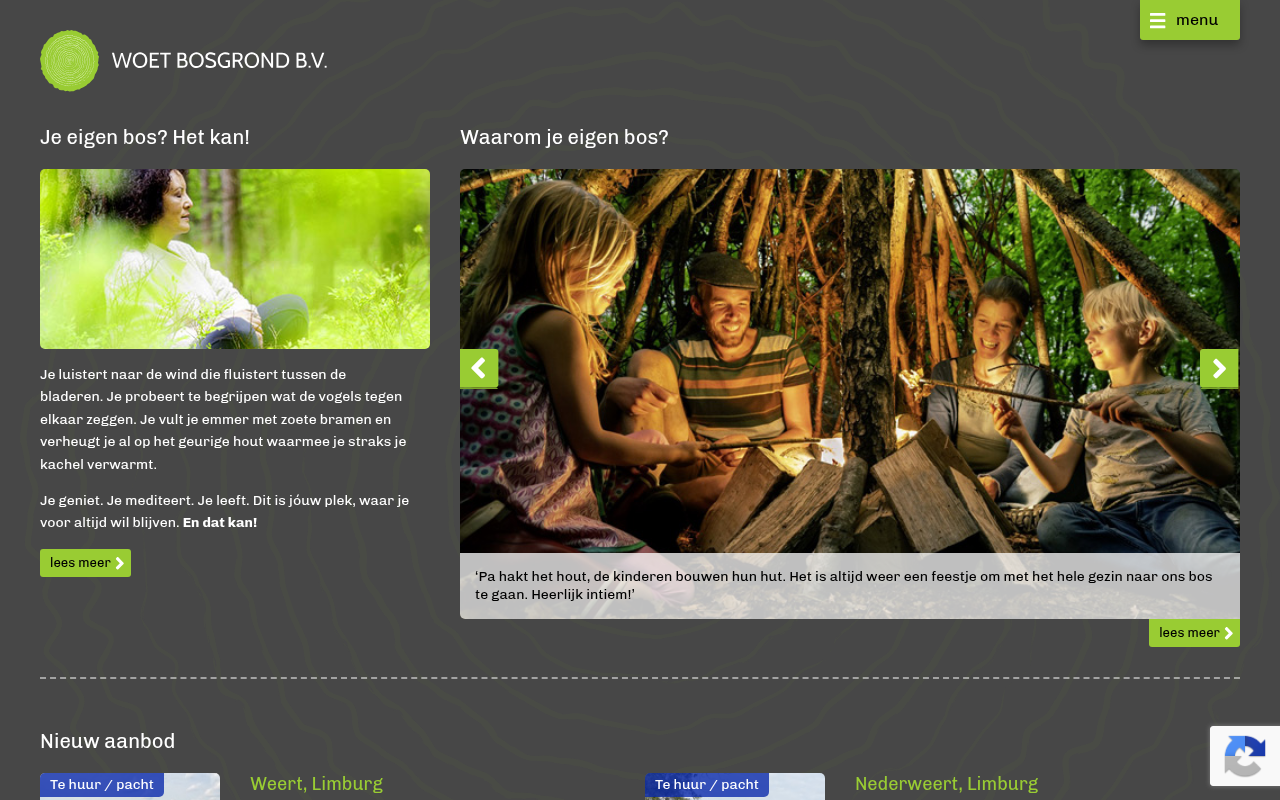 Screenshot van bosgrond.nl