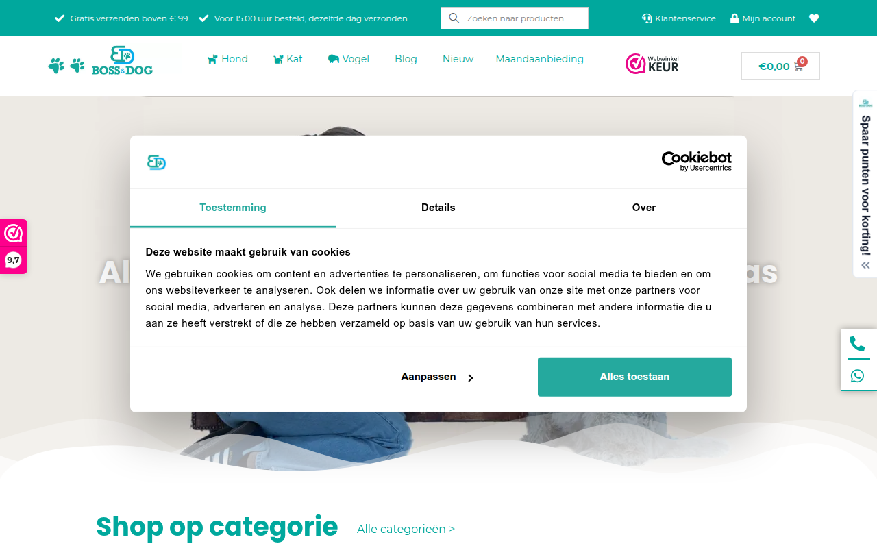 Screenshot van bossanddog.nl